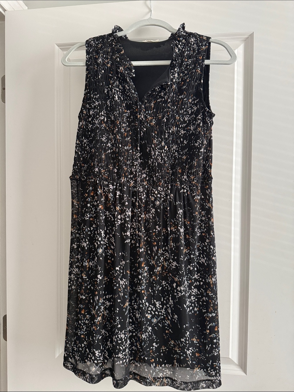Black Floral Sleeveless Pleated Sundress